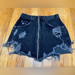 Carmar/LF Black Distressed Denim Skirt